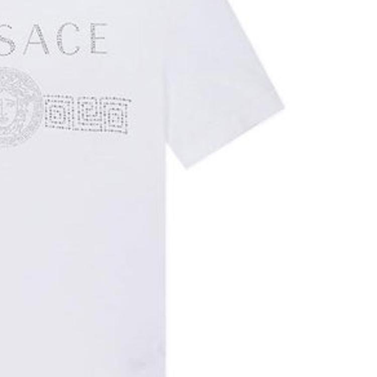 VERSACE Medusa Rhinestone Logo Crewneck T-Shirt  White A85941-A228806-A1001 圖 8