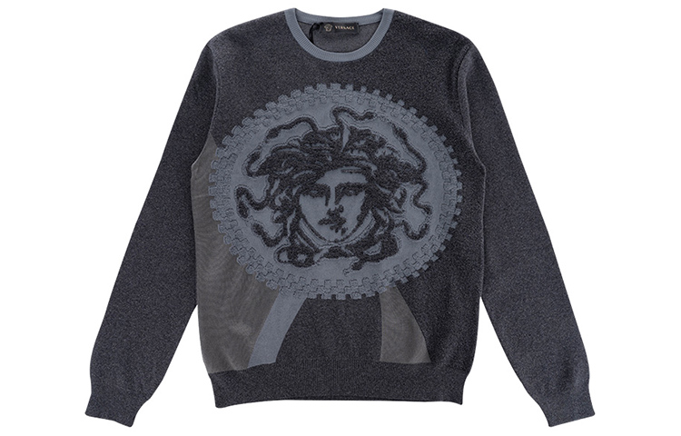 VERSACE Medusa Slim Fit Knit Pullover for Men in Dark Gray A79786-A225888-A610 圖 2