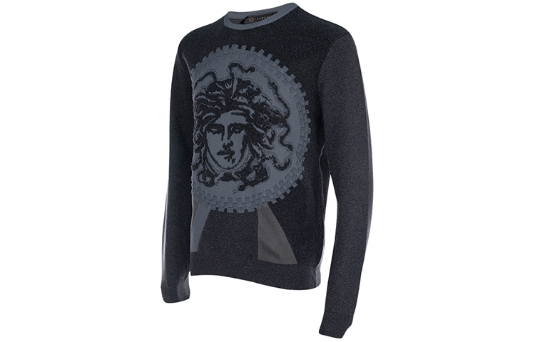VERSACE Medusa Slim Fit Knit Pullover for Men in Dark Gray A79786-A225888-A610 圖 4