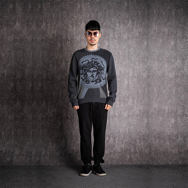 VERSACE Medusa Slim Fit Knit Pullover for Men in Dark Gray A79786-A225888-A610 圖 6