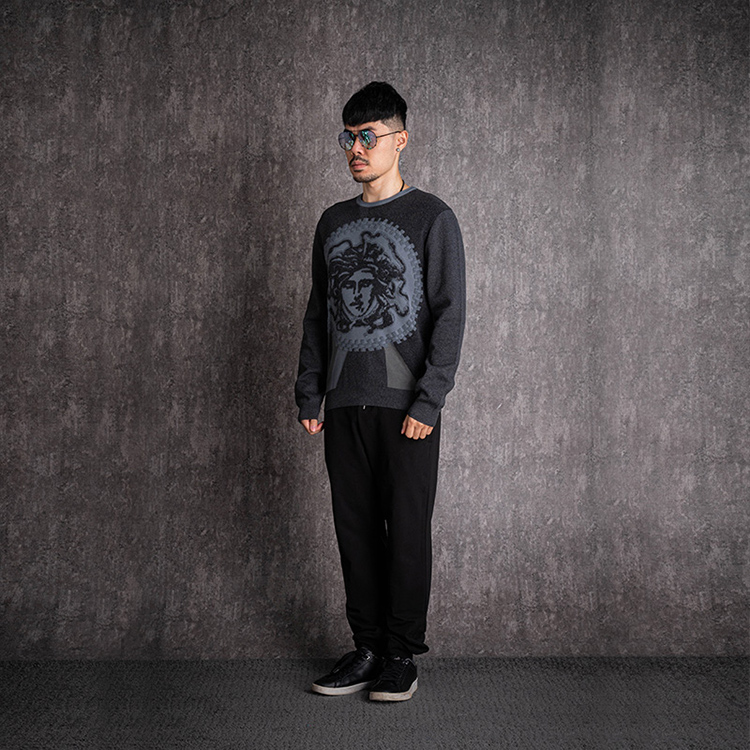 VERSACE Medusa Slim Fit Knit Pullover for Men in Dark Gray A79786-A225888-A610 圖 8