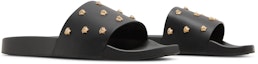 Cheap VERSACE 美杜莎鉚釘皮革拖鞋 黑色