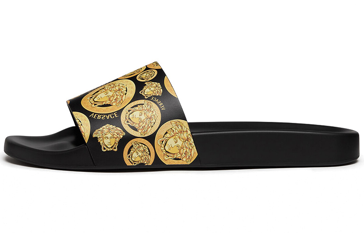 Buy Versace 美杜莎铆钉皮革拖鞋 'Medusa Coin' DSU6210-D59VG-5B000