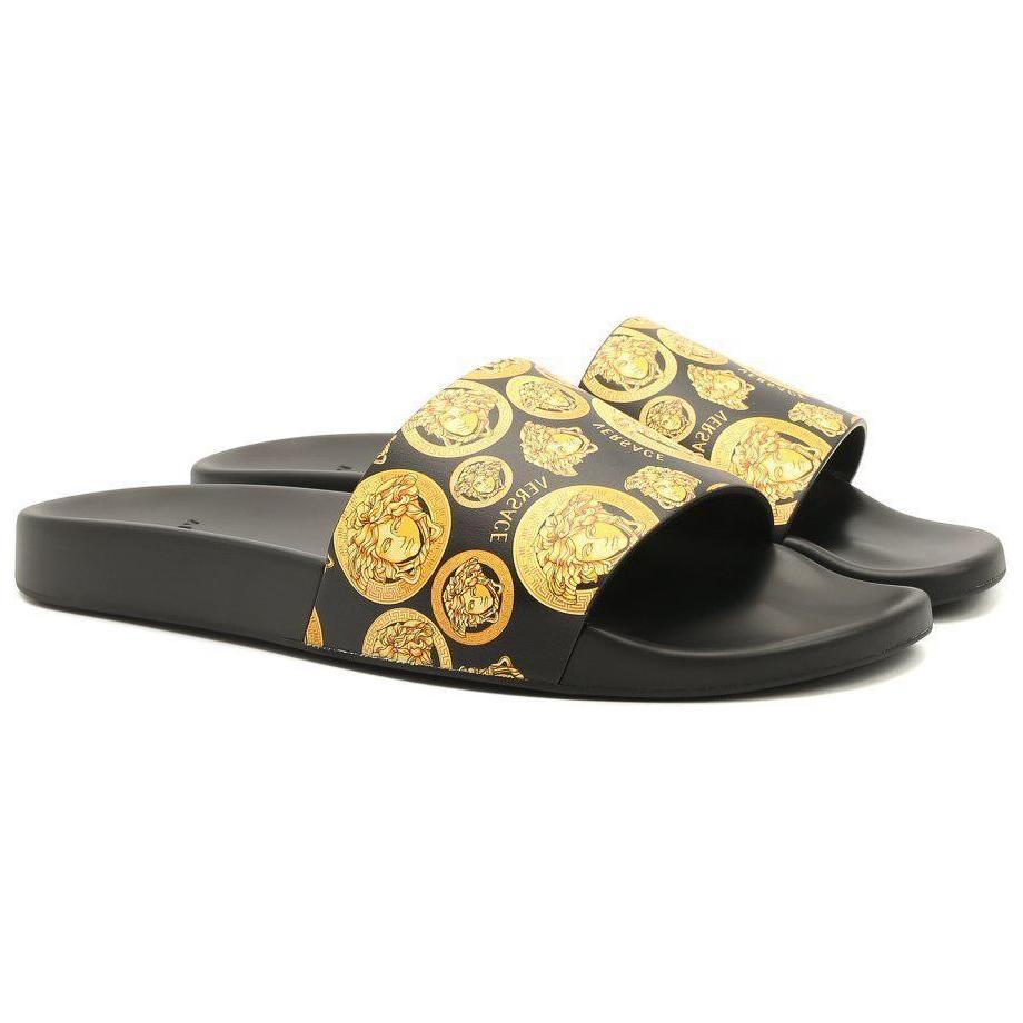 Lookbook Versace 美杜莎铆钉皮革拖鞋 'Medusa Coin' DSU6210-D59VG-5B000