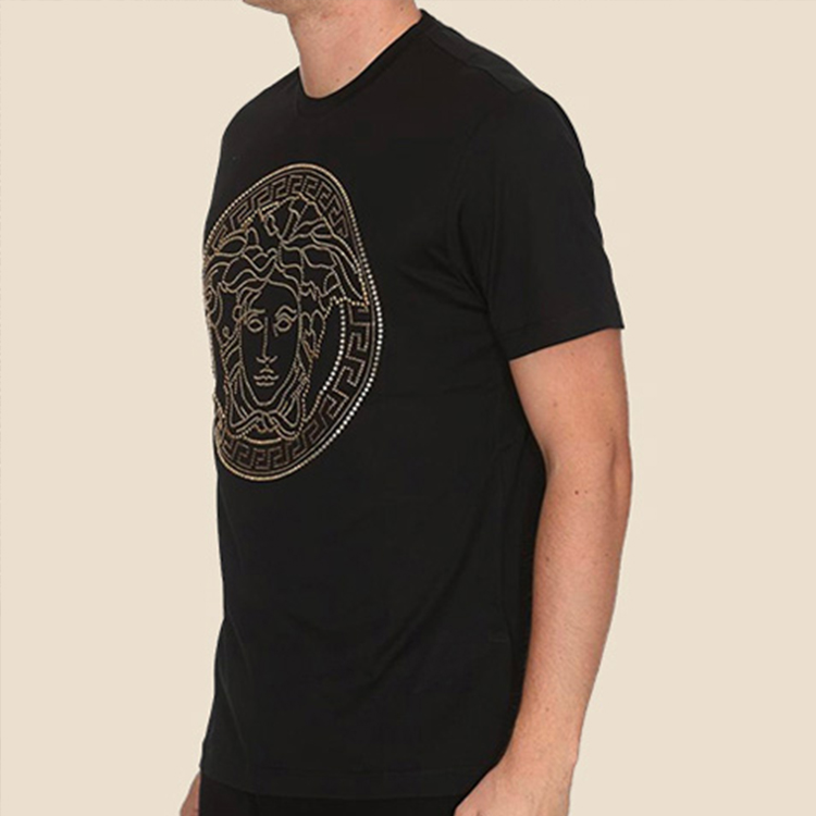 Purchase ヴェルサーチ メデューサ スタッズ付き ブラック 半袖 Tシャツ A77987-A201952-A1008