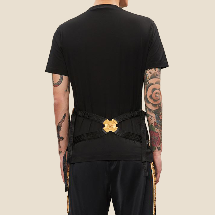 Sizing ヴェルサーチ メデューサ スタッズ付き ブラック 半袖 Tシャツ A77987-A201952-A1008