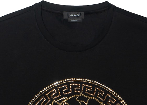 ヴェルサーチ メデューサ スタッズ付き ブラック 半袖 Tシャツ A77987-A201952-A1008 Cheap ヴェルサーチ メデューサ スタッズ付き ブラック 半袖 Tシャツ A77987-A201952-A1008