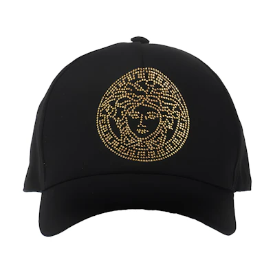 VERSACE Medusa Studded Unisex Black Cap. ICAP004-A236101-A4007