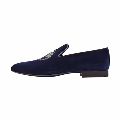Versace Medusa Velvet Loafers 'Blue'