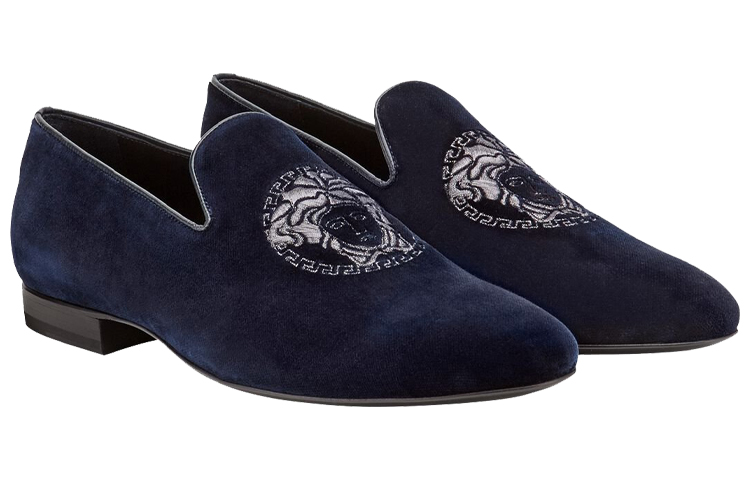 Versace Medusa Velvet Loafers 'Blue' 圖 3