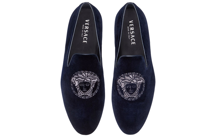 Versace Medusa Velvet Loafers 'Blue' 圖 4