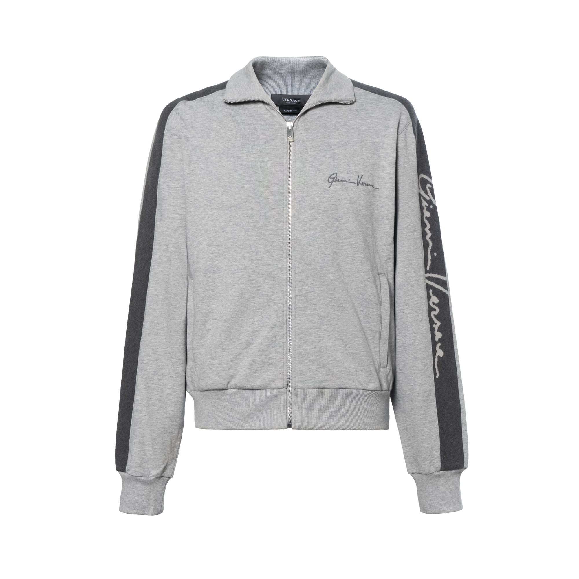 VERSACE Men’s Colorblock Zip-Up Jacket with Logo Embroidery - Gray A87479-A231242-A8026