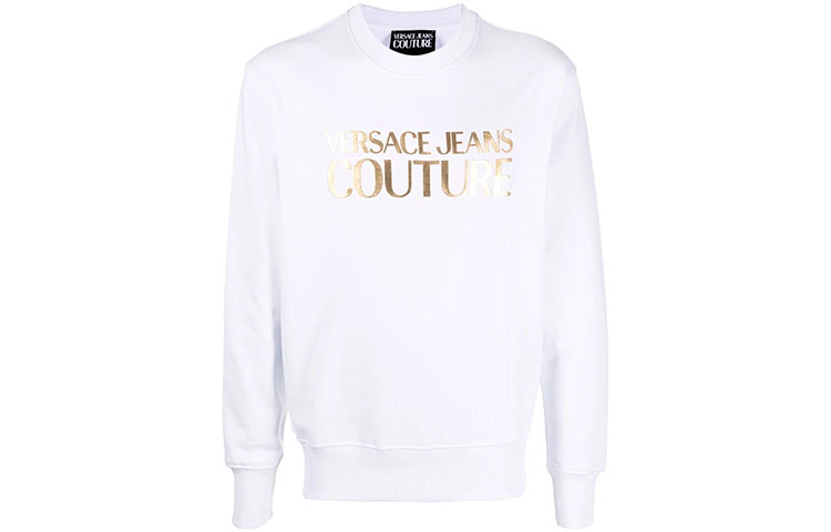 Versace Metallic Logo Print Long-Sleeve Sweatshirt White 71GAIT08-CF00T-G03