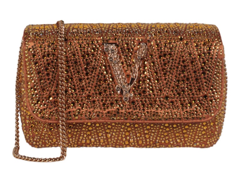 Versace Mini Crystal Virtus Crossbody Caramel