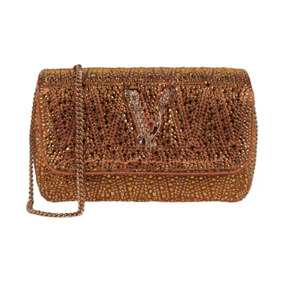 Versace Mini Crystal Virtus Crossbody Caramel