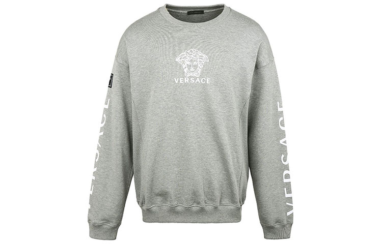 Versace Minimal Logo Pullover Casual Sweatshirt Light Grey A83498-A228146-A809