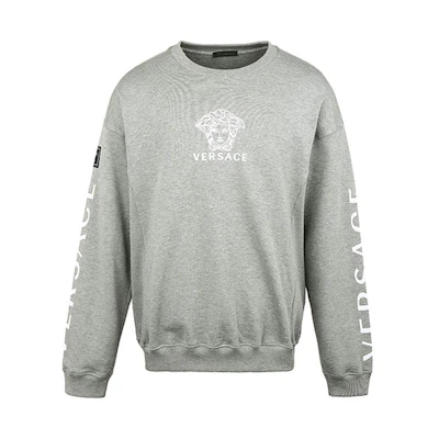 Versace Minimal Logo Pullover Casual Sweatshirt Light Grey A83498-A228146-A809