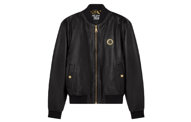 Versace Minimalist Logo Zipper Flight Jacket E71GAVP-06ECP00-1E899