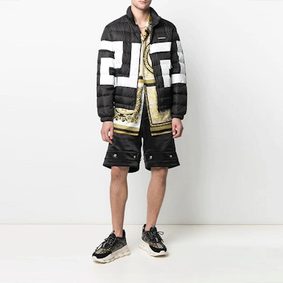 VERSACE 多徽章設計可拆卸休閒褲 男士 黑色 A883571-F00108-1B000 Lookbook VERSACE 多徽章設計可拆卸休閒褲 男士 黑色 A883571-F00108-1B000