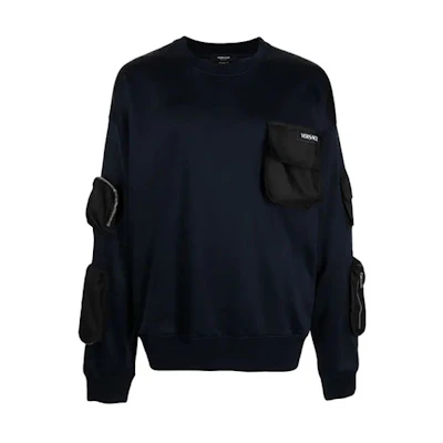 VERSACE Multi-Pocket Pullover Sweatshirt Men’s Blue 1000937-1A00658-1U610