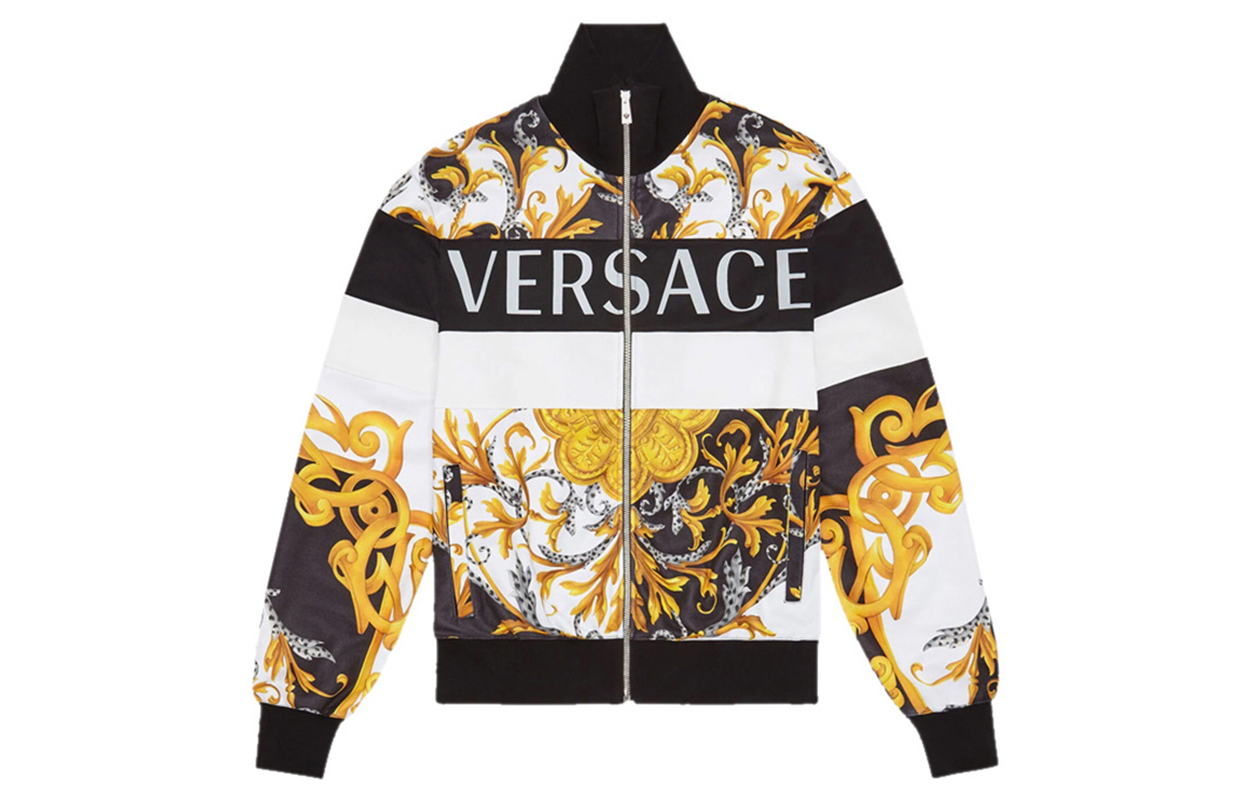 Versace Multicolor Striped Letter Print Long-Sleeve Jacket A87488-A236132-A7027