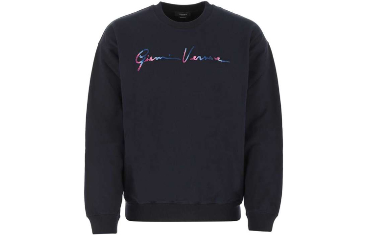 Order VERSACE 海軍藍字母印花圓領長袖上衣 10015061A01110-1U610