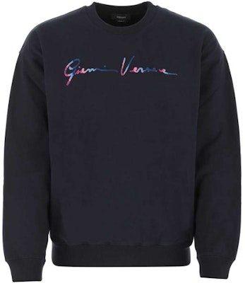ヴェルサーチ ネイビーブルー レタープリント入りクルーネック スウェットシャツ 10015061A01110-1U610 Order ヴェルサーチ ネイビーブルー レタープリント入りクルーネック スウェットシャツ 10015061A01110-1U610