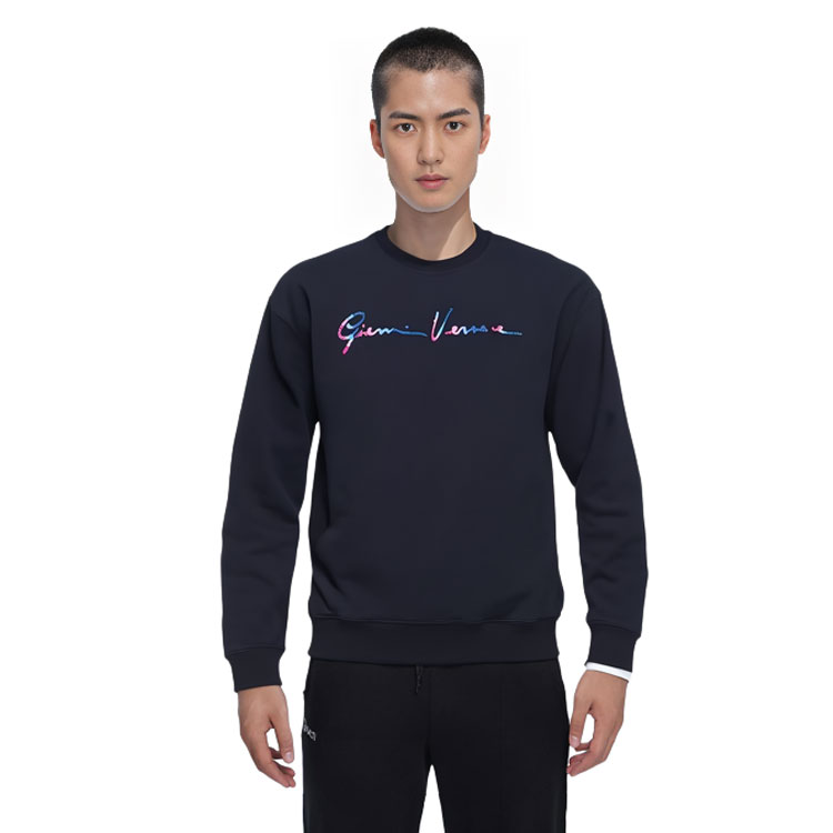 Details for VERSACE 海軍藍字母印花圓領長袖上衣 10015061A01110-1U610