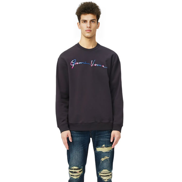 Sizing VERSACE 海軍藍字母印花圓領長袖上衣 10015061A01110-1U610