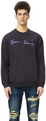 ヴェルサーチ ネイビーブルー レタープリント入りクルーネック スウェットシャツ 10015061A01110-1U610 Sizing ヴェルサーチ ネイビーブルー レタープリント入りクルーネック スウェットシャツ 10015061A01110-1U610