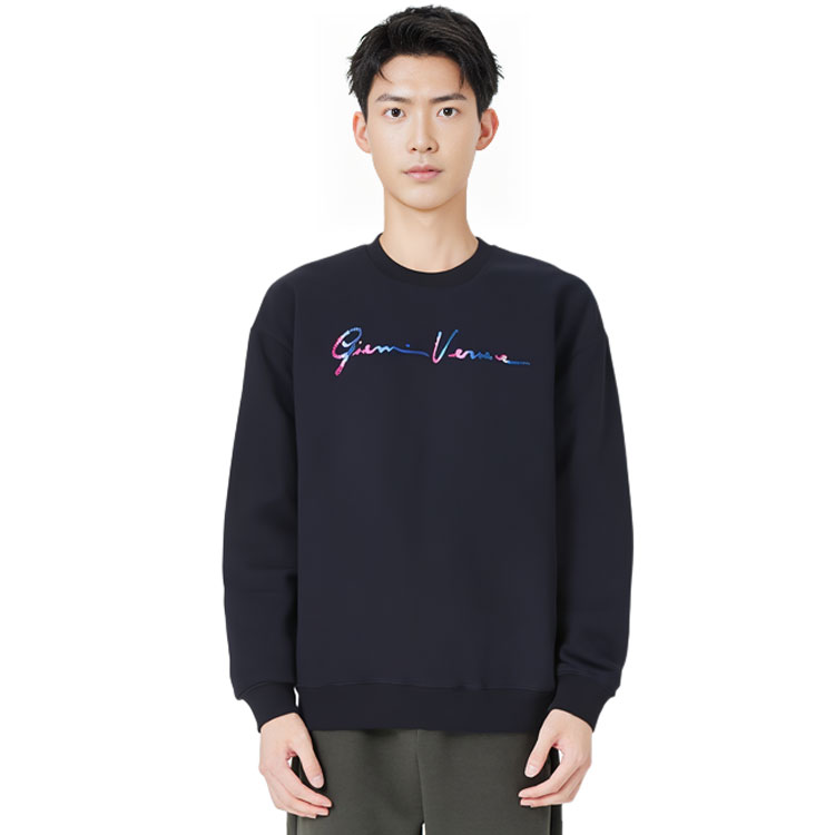 Cheap VERSACE 海軍藍字母印花圓領長袖上衣 10015061A01110-1U610