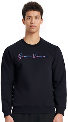 ヴェルサーチ ネイビーブルー レタープリント入りクルーネック スウェットシャツ 10015061A01110-1U610 2