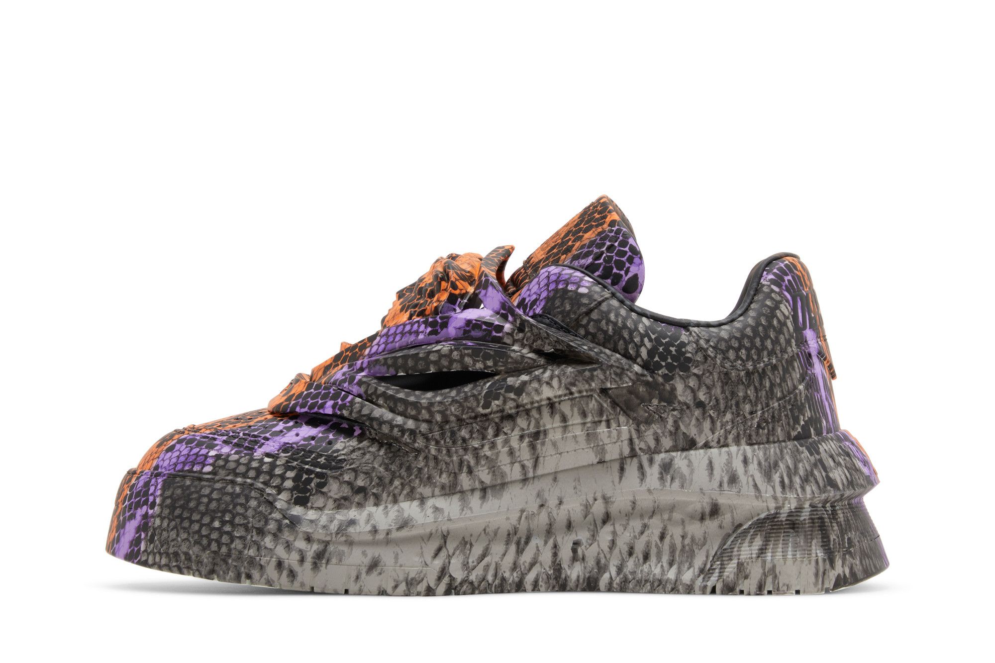Lookbook Versace Odissea Caged Rubber Medusa Sneaker ''Grijs Oranje Python'' 1004524-1A06835-5E210