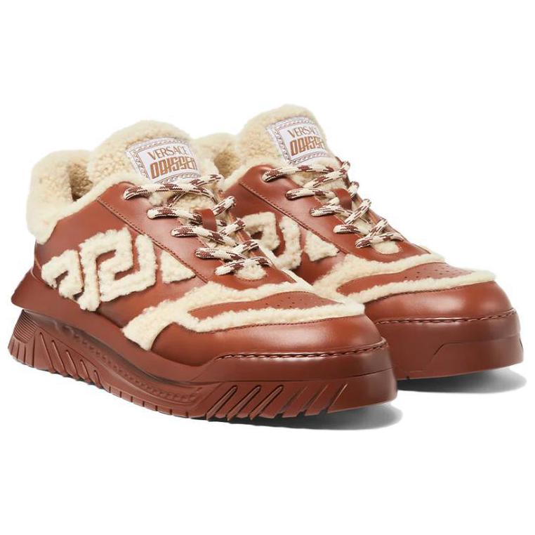 Order VERSACE范思哲 Greca Odissea 羊毛皮 舒適氣質百搭 減震防滑耐磨 低幫 生活休閒鞋 男款 紅白