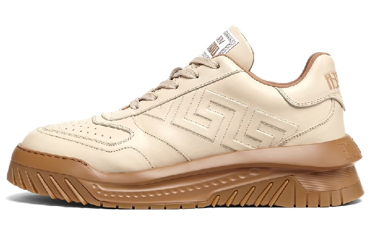 Buy VERSACE范思哲 Odyssey 皮革 系帶 低筒 運動休閒鞋 男款 淺褐色