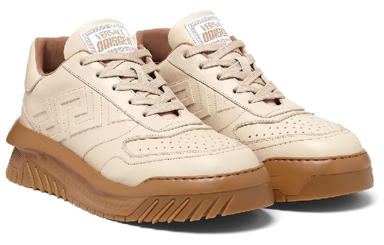 Versace Odyssey Leather Low-Top Sneaker 'Light Brown' 圖 3