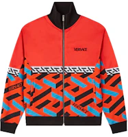 Versace Orange Red Print Zip-Up Jacket with Stand Collar 1002060-1A01463-5R080 Versace Orange Red Print Zip-Up Jacket with Stand Collar 1002060-1A01463-5R080
