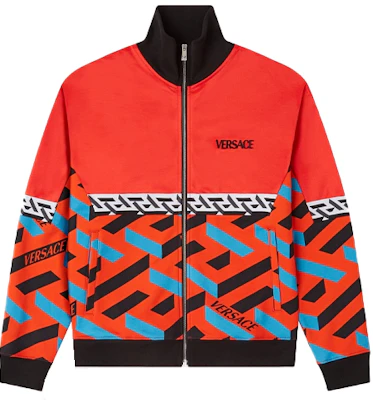 Versace Jaket Zip-Up Motif Oranye Merah dengan Kerah Tegak 1002060-1A01463-5R080 Buy Versace Jaket Zip-Up Motif Oranye Merah dengan Kerah Tegak 1002060-1A01463-5R080