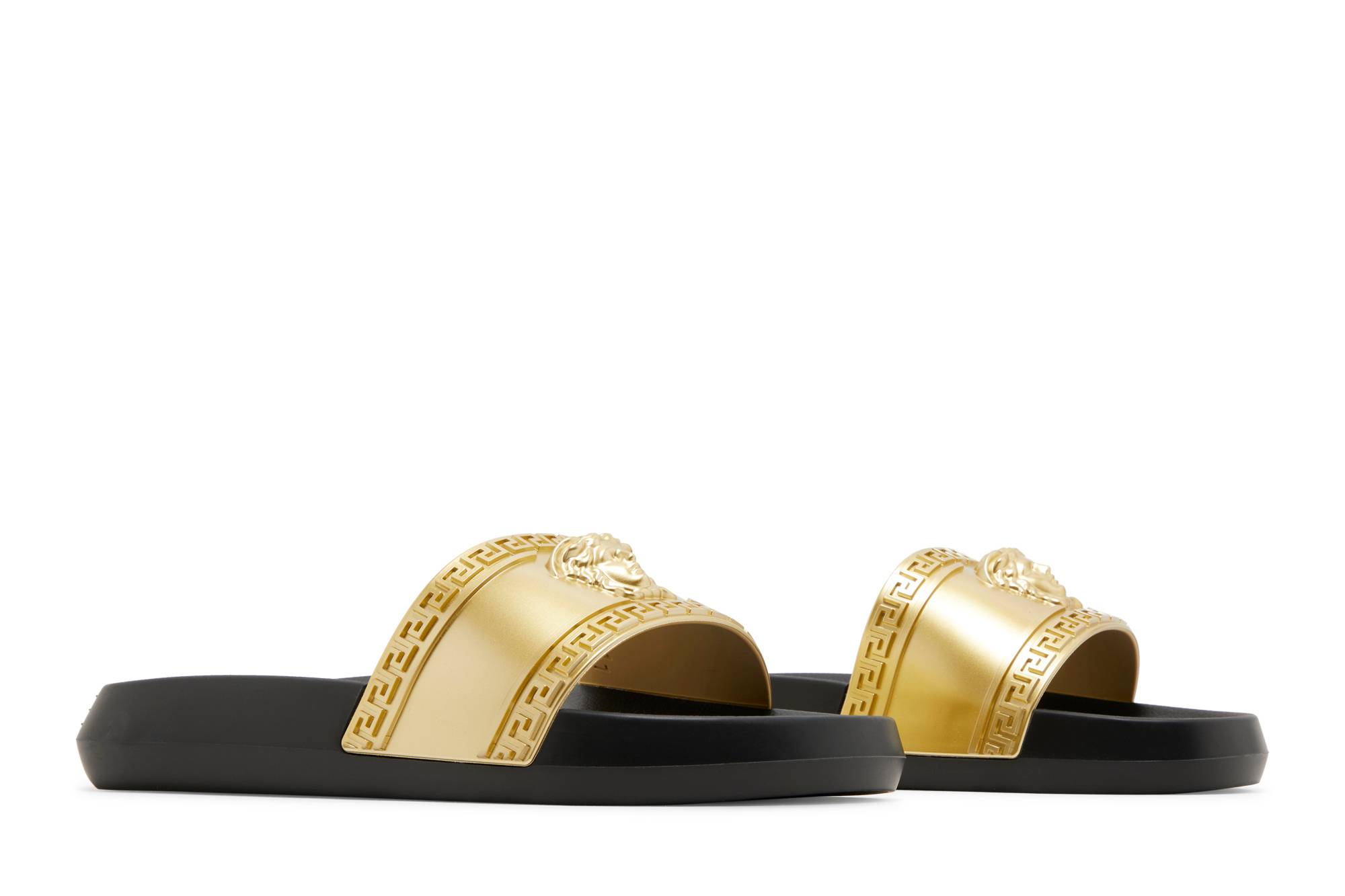 Cheap 范思哲美杜莎金色黑色凉拖鞋 1008733-DGOLG-2X090