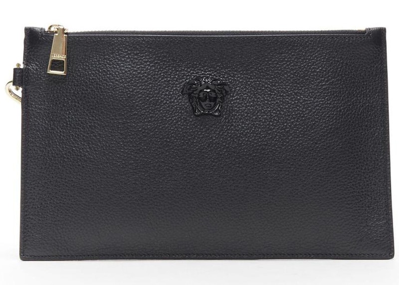 Versace Palazzo Medusa Top Zip Clutch Bag Black