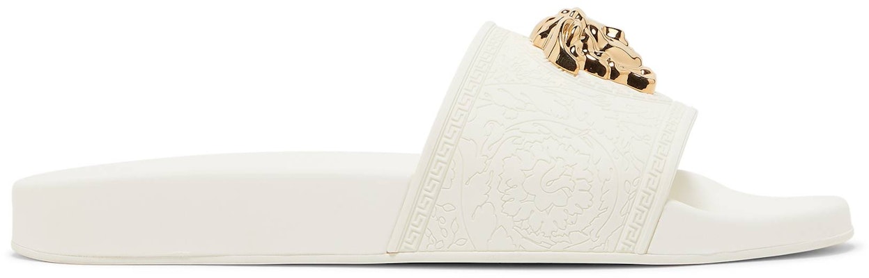 Women Versace Palazzo Pool Slides White Gold 1004190 DGOM8 1W01V Novelship