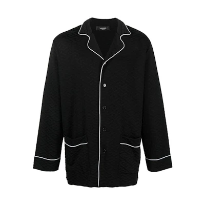 VERSACE Patchwork Contrast Long Sleeve Shirt Black 10047351A032611B000