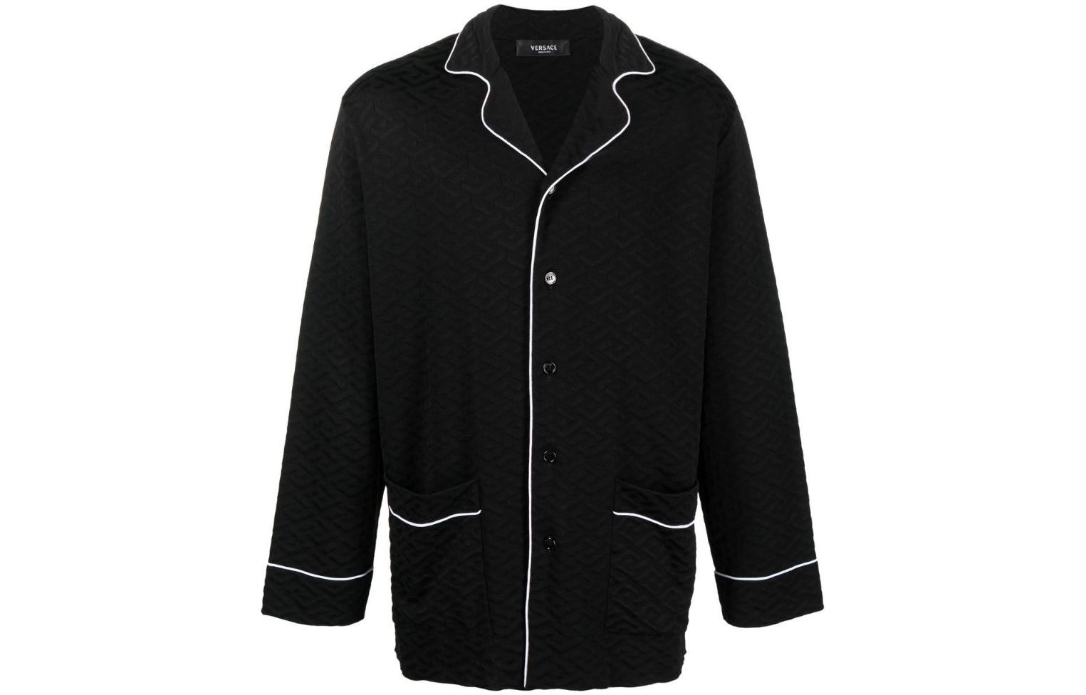 Order VERSACE 拼接對比長袖襯衫 黑色 10047351A032611B000