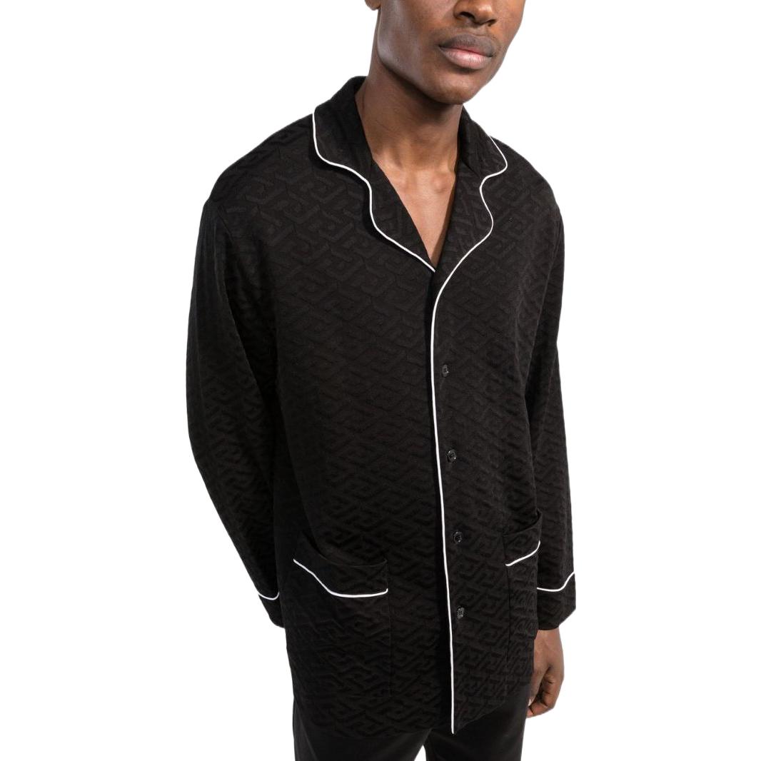Purchase VERSACE 拼接對比長袖襯衫 黑色 10047351A032611B000