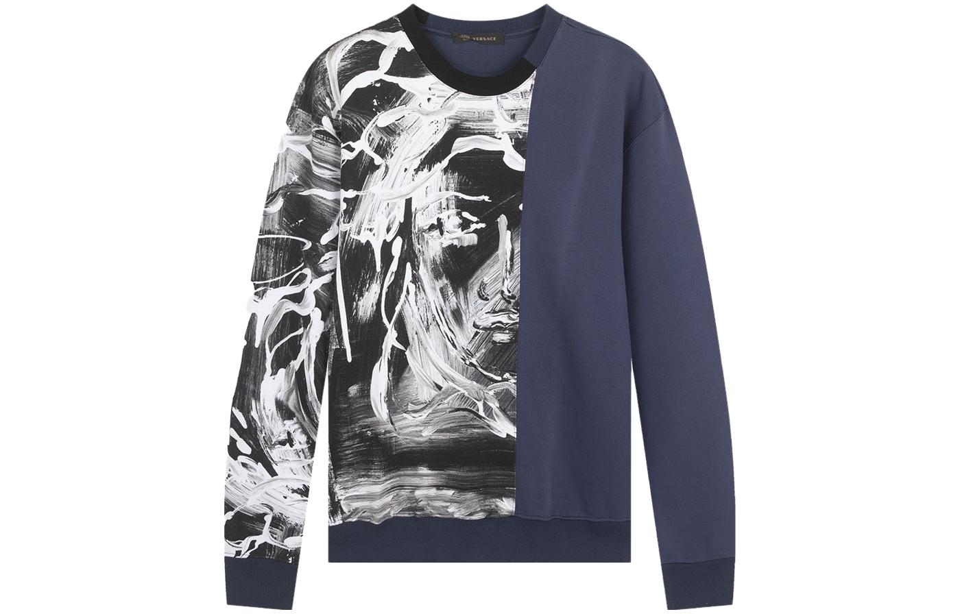 VERSACE Patchwork Print Crewneck Pullover Sweatshirt Navy - . A78938S-A224871-A708 圖 2
