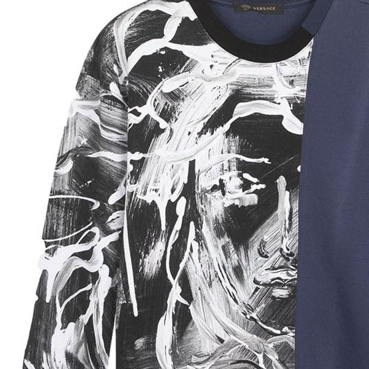 VERSACE Patchwork Print Crewneck Pullover Sweatshirt Navy - . A78938S-A224871-A708 圖 6