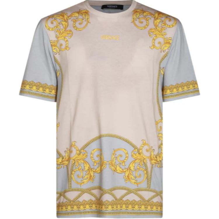 Versace Pattern Print Crew Neck Straight-Cut Short Sleeve T-Shirt Men Multicolor 1016294-1A11476-5E350 圖 2