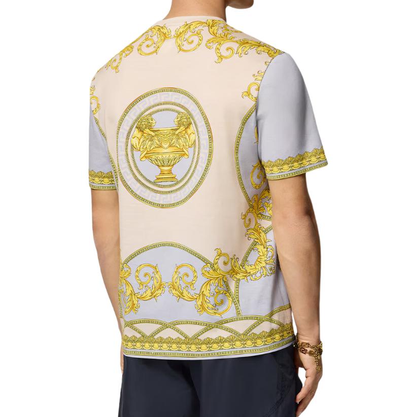 Versace Pattern Print Crew Neck Straight-Cut Short Sleeve T-Shirt Men Multicolor 1016294-1A11476-5E350 圖 6