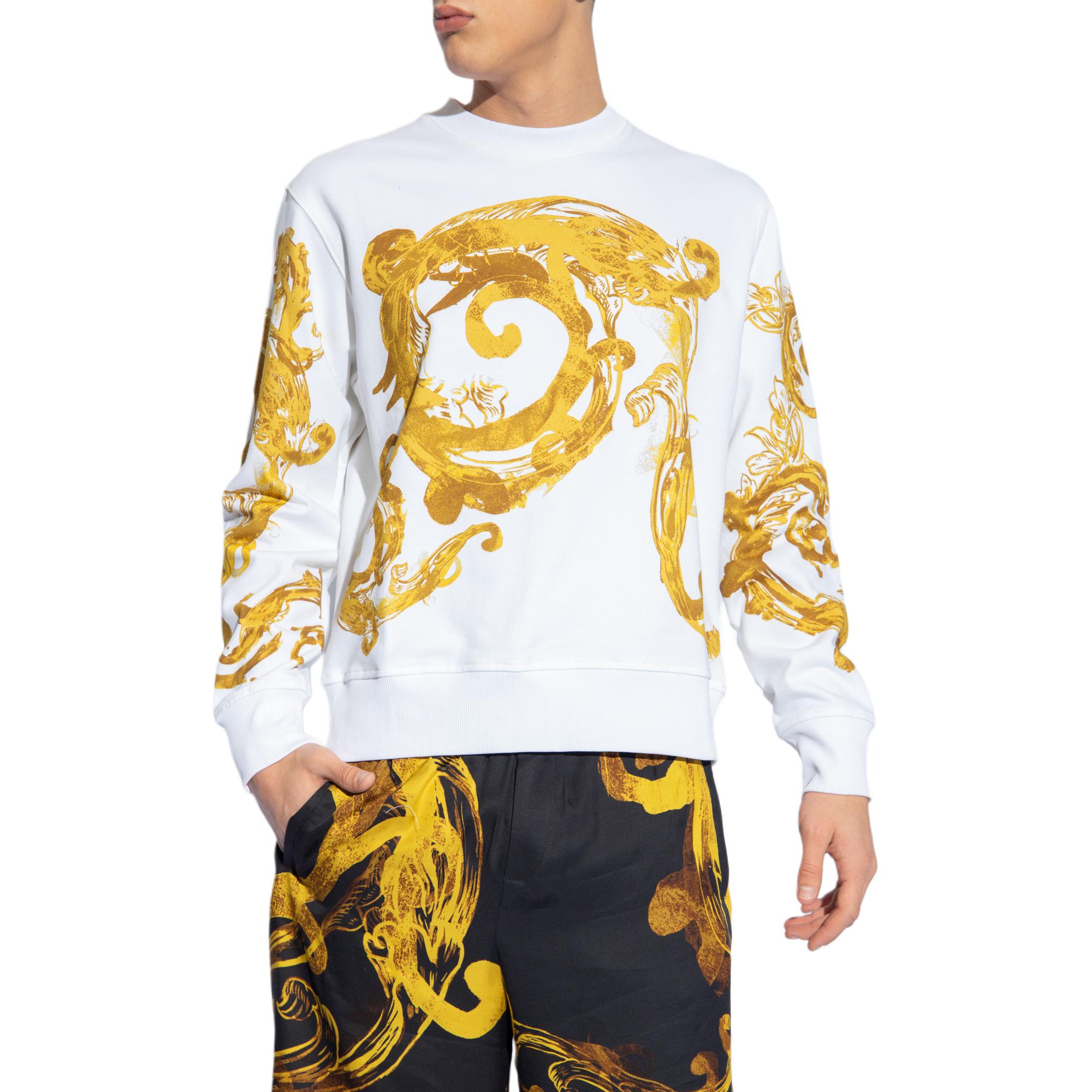 Versace Pattern Print Crewneck Long Sleeve Sweatshirt White 76GAI3RW-FS141-G03