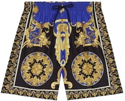 VERSACE Pattern Print Tie-Up Swim Shorts Blue ABU08029-A233002-A7343 VERSACE Pattern Print Tie-Up Swim Shorts Blue ABU08029-A233002-A7343